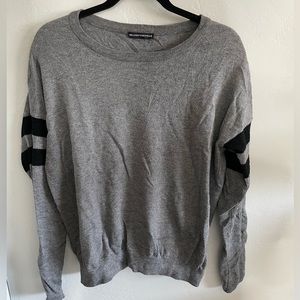 SUPER SOFT Grey Brandy Melville sweater with striped sleeve